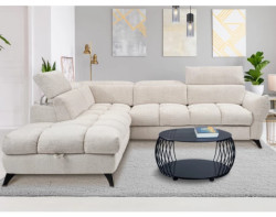 Rohová sedačka Fubu, šedo-krémová strukturovaná látka, levý roh