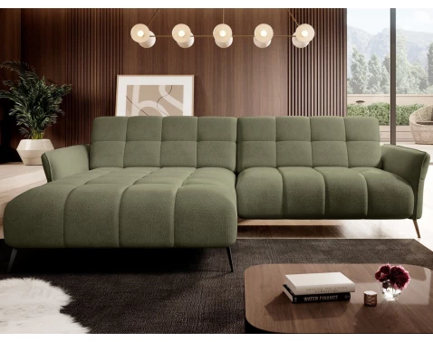 Rohová sedačka Mystic,zelená látka,levý roh,elektrické polohování