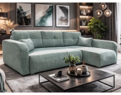 Rohová sedačka Predator, mentolově zelená strukturovaná látka