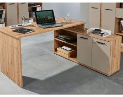 Rohový psací stůl Kanada, dub artisan/kašmírová béžová mat
