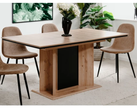 Rozkládací jídelní stůl Novella 160x90 cm, dub artisan/černý