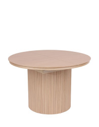 Rozkládací kulatý stůl Sorrento s lamelami, 120–160 cm, přírodní dub