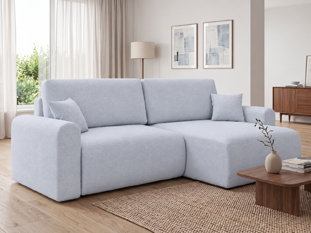 Rozkládací oboustranná sedací souprava do L NORDEN PAROS 250x140 cm, světle šedá