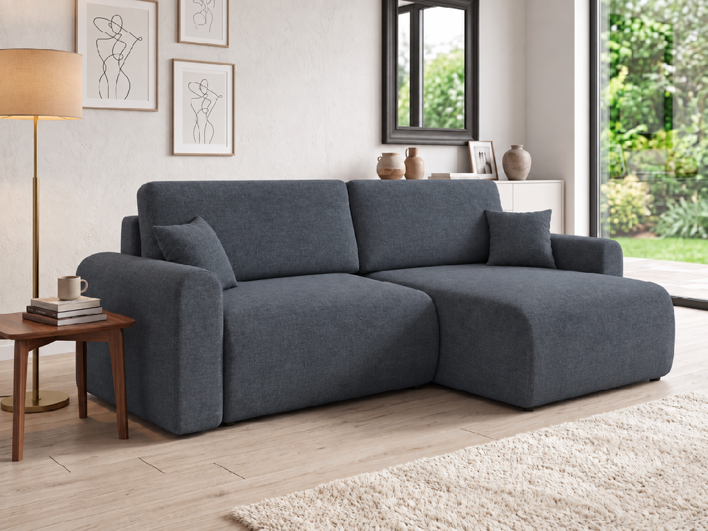Rozkládací oboustranná sedací souprava do L NORDEN PAROS 250x140 cm, tmavě šedá