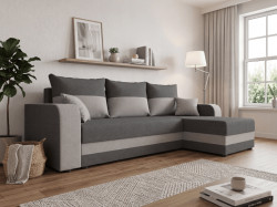 Rozkládací oboustranná sedací souprava do L VALERIO 238x140 cm, tmavě šedá/světle šedá + 2 polštářky ZDARMA