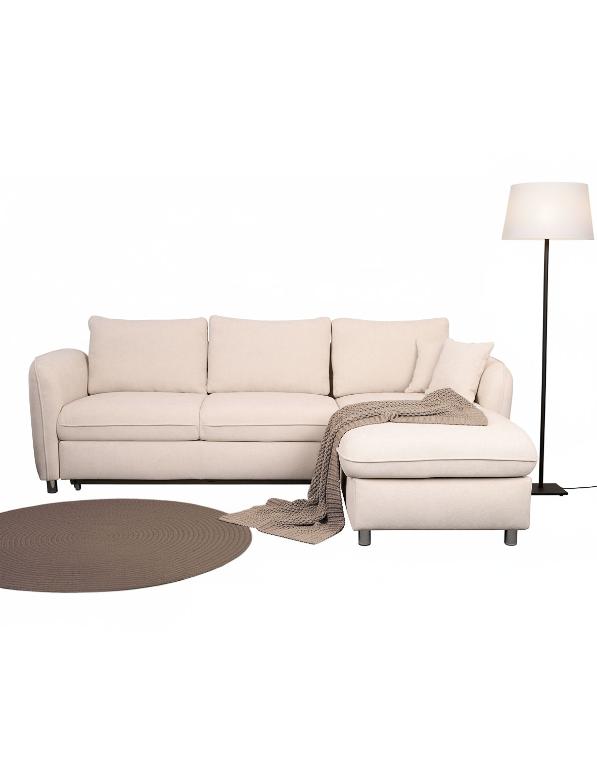 Rozkládací rohová pohovka Evola, bouclé