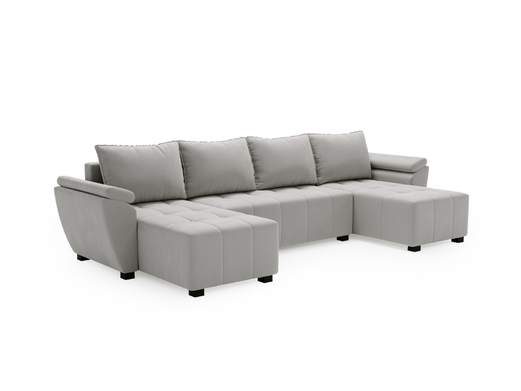 Rozkládací sedací souprava do U LIVARO 305x140 cm, světle šedá