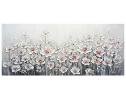 Ručně malovaný obraz Bílé květiny 140x60 cm, olejomalba