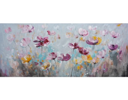 Ručně malovaný obraz Květinová louka 140x60 cm, olejomalba