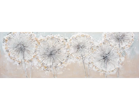 Ručně malovaný obraz Pampelišky chmýří 120x40 cm, olejomalba
