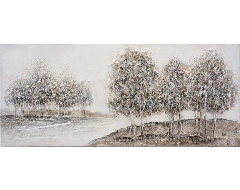 Ručně malovaný obraz Zimní klid v krajině 140x60 cm, olejomalba