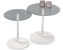 Sada 2 stolků Lia, bílá/sklo