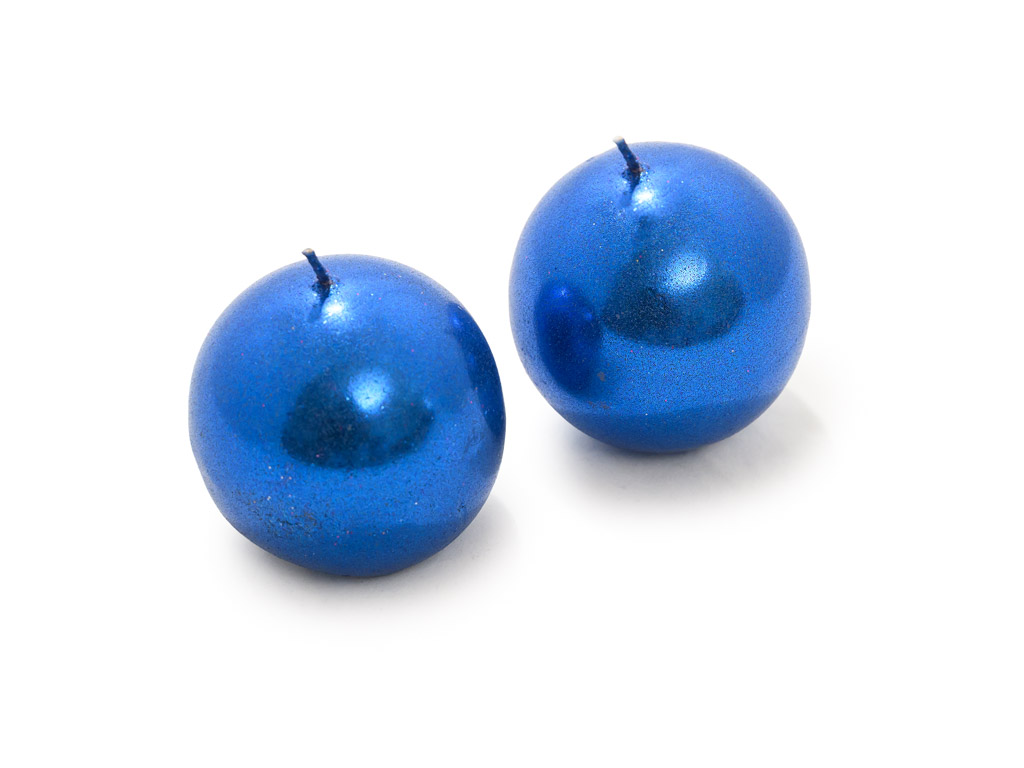Sada 2 svíček koule CANDLE BALL BLUE 4,5 cm modrá
