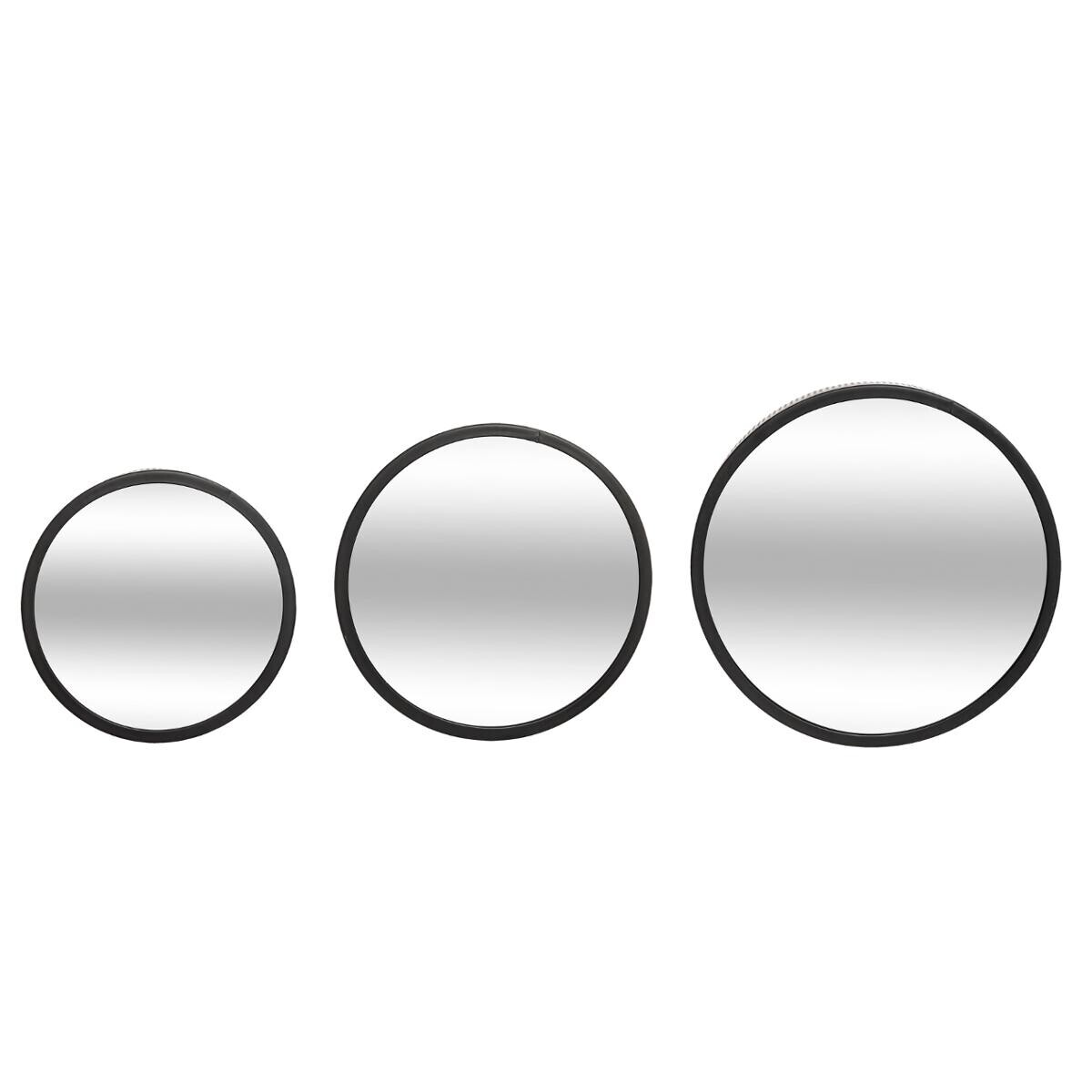 Sada 3 kulatých zrcadel s perforovaným rámem MONA