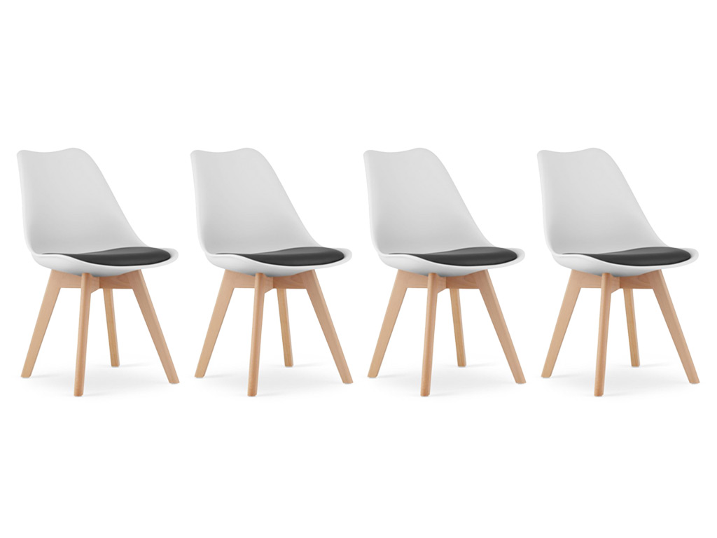 Sada 4 ks bílo-černých jídelních židlí BALI MARK