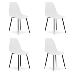 Sada 4 ks bílých židlí OSAKA s černými nohami