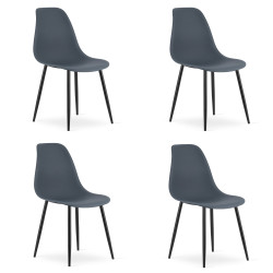 Sada 4 ks břidlicově šedých židlí OSAKA s černými nohami