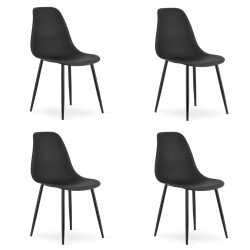 Sada 4 ks černých židlí OSAKA s černými nohami