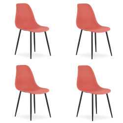 Sada 4 ks korálových židlí OSAKA s černými nohami