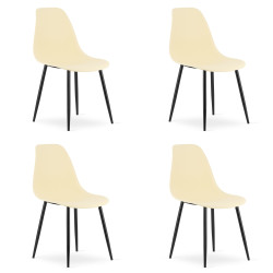 Sada 4 ks krémových židlí OSAKA s černými nohami