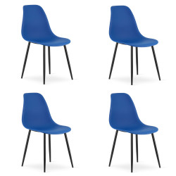Sada 4 ks modrých židlí OSAKA s černými nohami