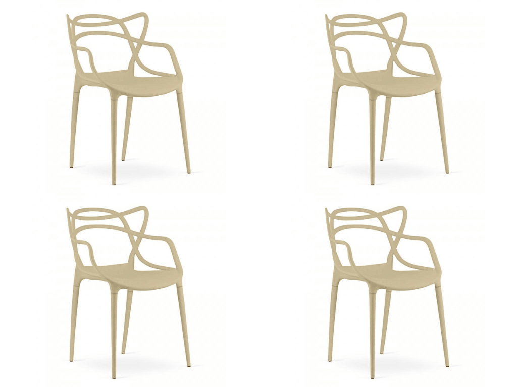 Sada 4 ks plastových židlí KATO, béžová
