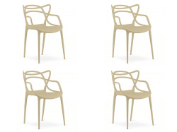 Sada 4 ks plastových židlí KATO, béžová