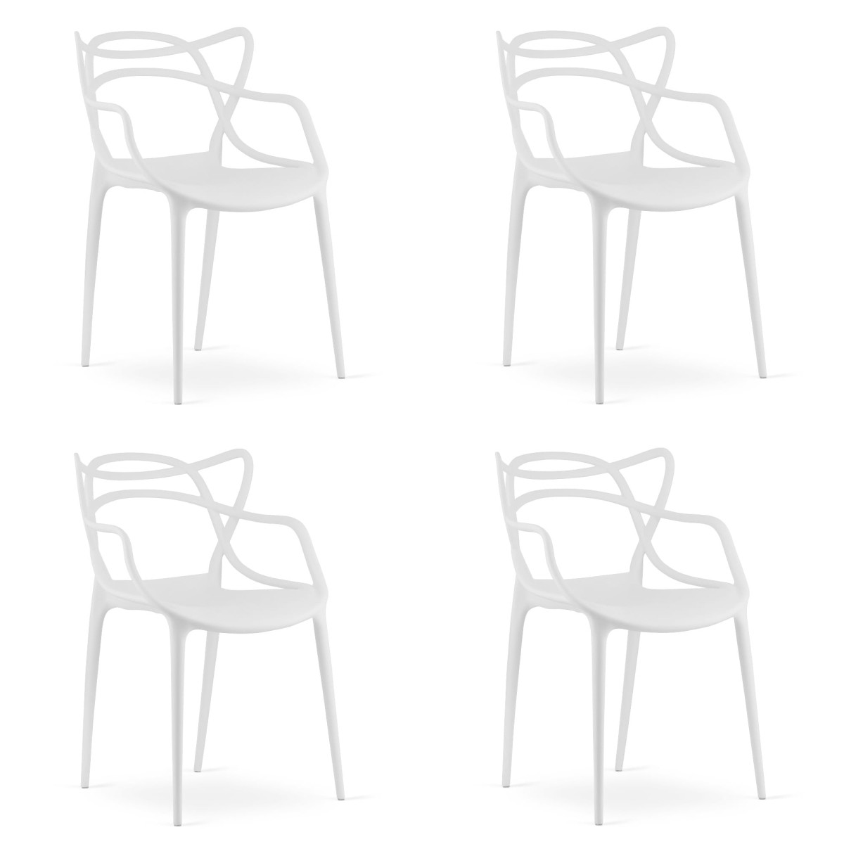 Sada 4 ks plastových židlí KATO, bílá