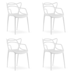 Sada 4 ks plastových židlí KATO, bílá
