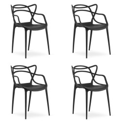Sada 4 ks plastových židlí KATO, černá