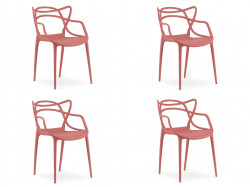 Sada 4 ks plastových židlí KATO, korálová