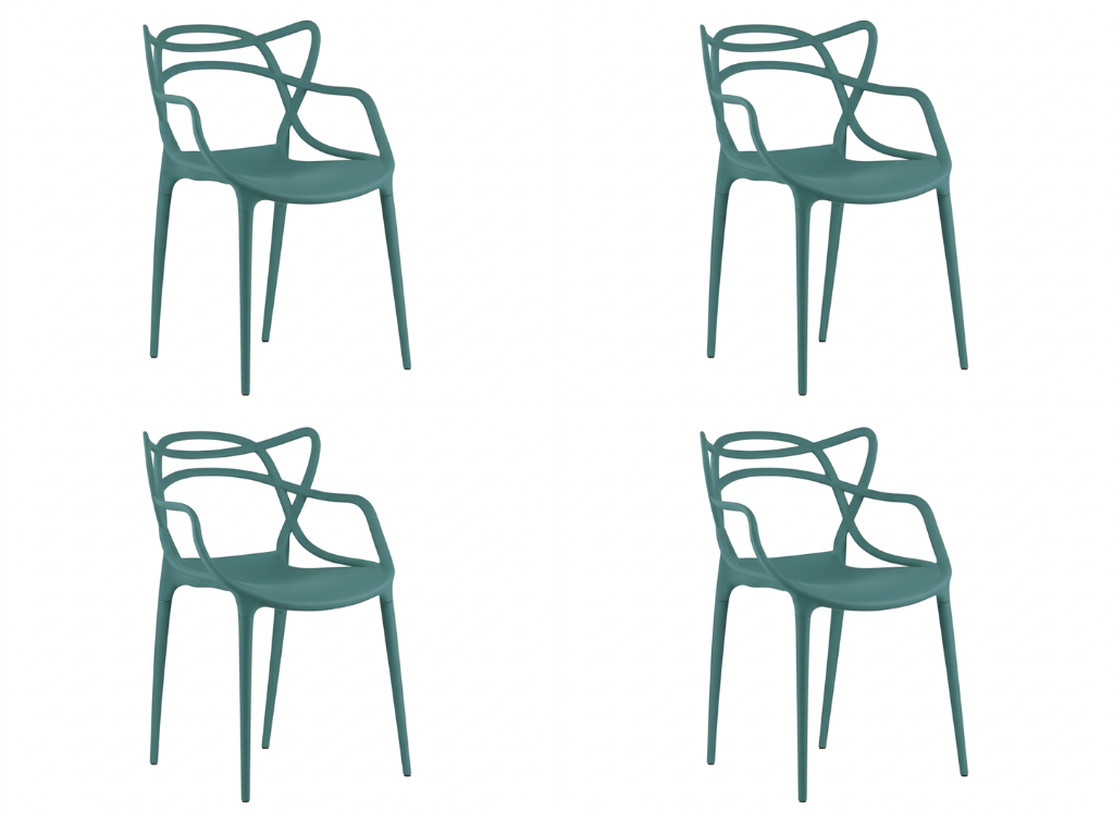 Sada 4 ks plastových židlí KATO, petrolejová