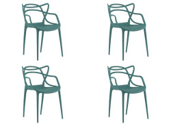 Sada 4 ks plastových židlí KATO, petrolejová