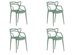 Sada 4 ks plastových židlí KATO, šalvějově zelená