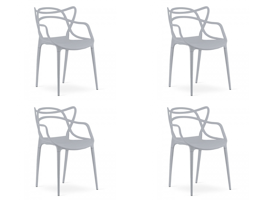 Sada 4 ks plastových židlí KATO, světle šedá