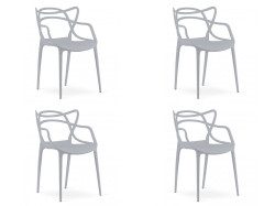 Sada 4 ks plastových židlí KATO, světle šedá
