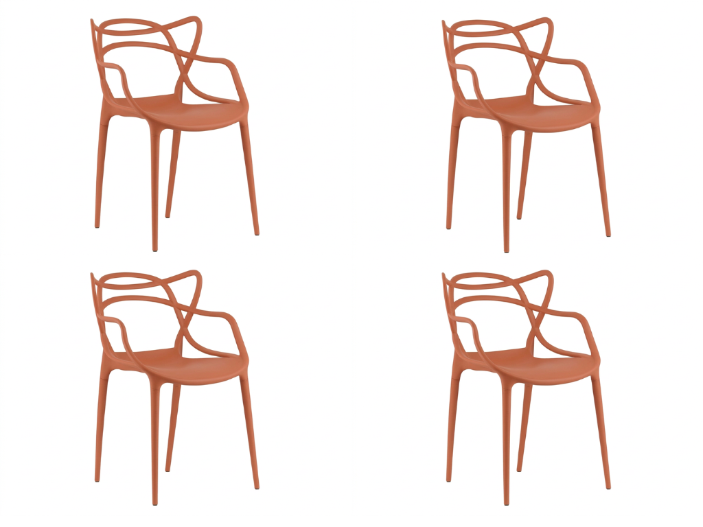 Sada 4 ks plastových židlí KATO, terakotová