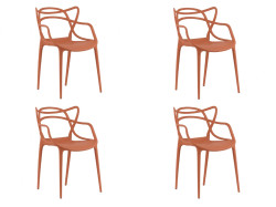 Sada 4 ks plastových židlí KATO, terakotová
