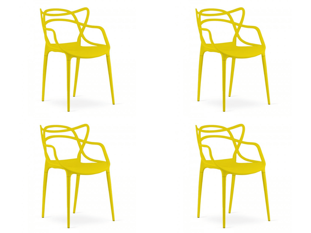 Sada 4 ks plastových židlí KATO, žlutá