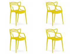 Sada 4 ks plastových židlí KATO, žlutá