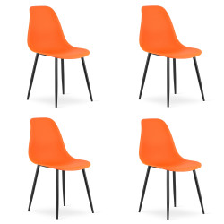 Sada 4 ks pomerančových židlí OSAKA s černými nohami