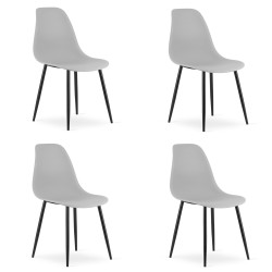 Sada 4 ks světle šedých židlí OSAKA s černými nohami