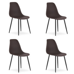 Sada 4 ks tmavě hnědých židlí OSAKA s černými nohami