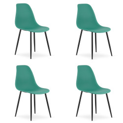 Sada 4 ks zelených židlí OSAKA s černými nohami
