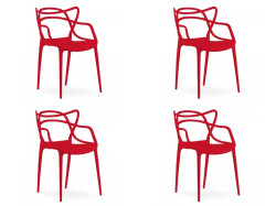 Sada 4ks plastových židlí KATO červených