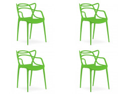 Sada 4ks plastových židlí KATO, zelená