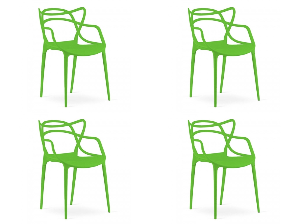 Sada 4ks plastových židlí KATO zelených