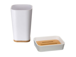 Sada kelímku na zubní kartáček a misky na mýdlo NATUREO, bílá