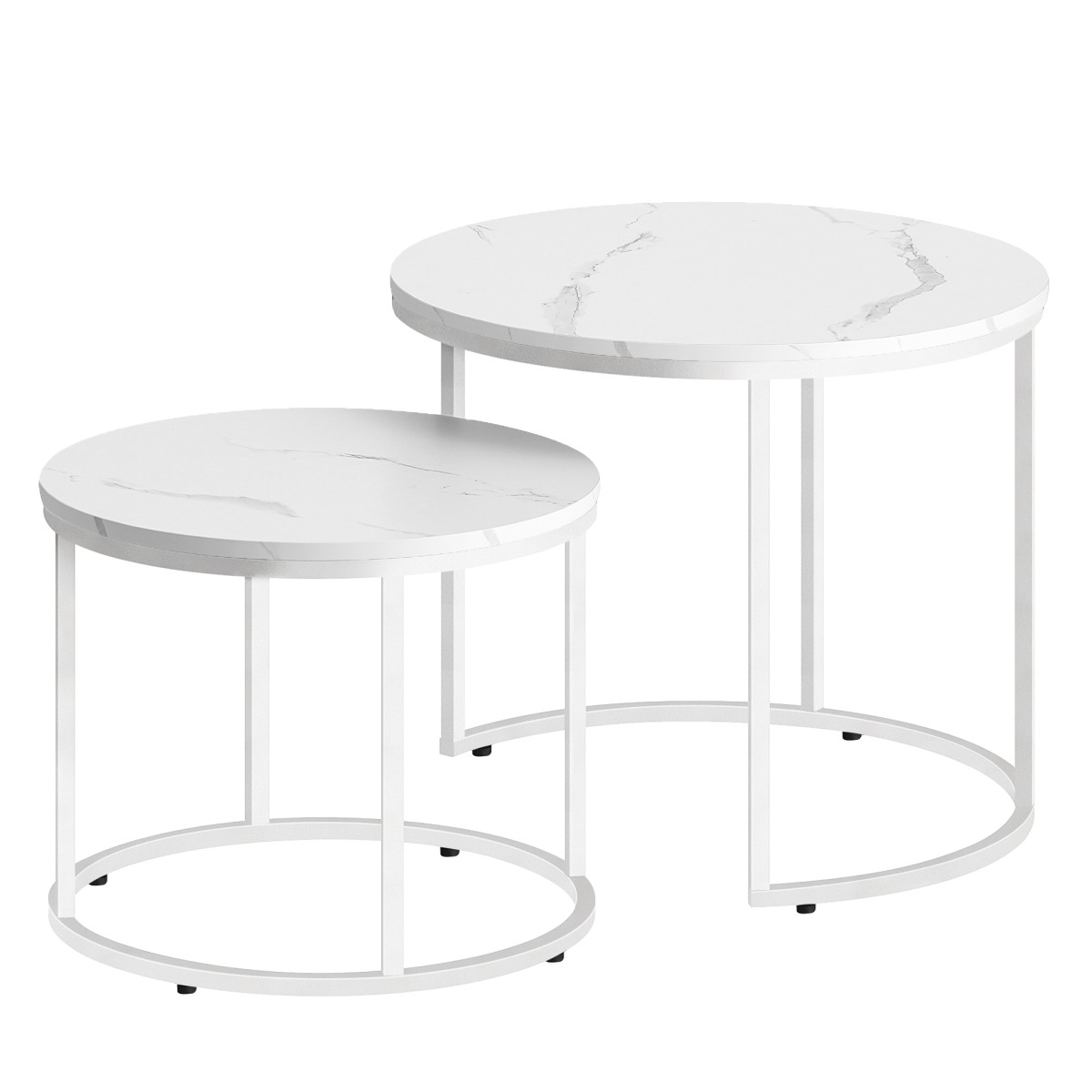 Sada konferenčních stolků MARLON 2 ks, dekor bílý mramor
