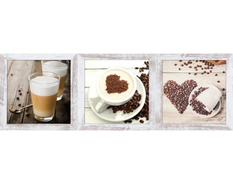 Sada obrazů na zeď (3 ks) Chep, motiv káva